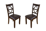 Benzara Sturdy Dining Chairs with Designer Back  Set of 2 Dark Brown