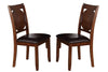 Benzara Dining Chairs with Round Wooden Back Set of 2 Dark Brown