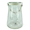 Benzara Inscribed Clear Glass Lantern with Rope, White