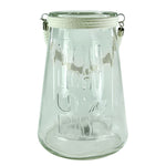 Benzara Inscribed Clear Glass Lantern with Rope, White