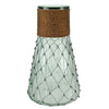 Benzara Peculiar Clear Glass Vase with Chicken Wire, Brown