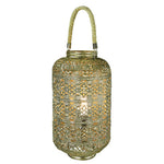 Benzara Dazzling Metal Lantern with Rope Handle, Gold