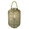 Benzara Dazzling Metal Lantern with Rope Handle, Gold