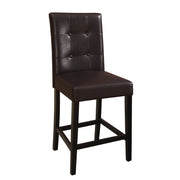 Benzara Wooden Height Chair with Button Tufted Back Set of 2 Brown