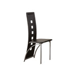 Benzara Contemporary Metal Dining Chair with Cutout Back Set of 4 Black and Chrome