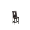 Benzara Leather Upholstered Counter High Chairs with Cutout Back Set of 2 Black