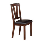 Benzara Solid Wood Leather Seat Side Chair Brown Set of 2