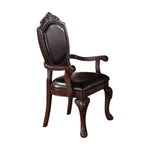Benzara Traditional Rubber Wood Royal Arm Chair Set of 2 Brown