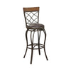 Benzara Curvaceous Metal & Solid Wood Swivel Barstool, Brown (Set of 2)