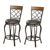 Benzara Great Fusion Metal & Solid Wood Swivel Barstool, Brown (Set of 2)
