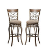 Benzara 29 Inch Metal Swivel Barstool with Cushion Seat, Copper Brown, Set of 2