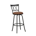 Benzara Slenderly Modern Metal & Microfiber Cushion Swivel Barstool, Black (Set of 2)