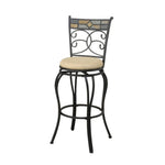 Benzara 29 Inch Metal Swivel Barstool with Footrest Black Set of 2