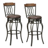 Benzara Swivel Bar Stools with Padded Seat and Wooden Top Black Set of 2