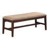 Benzara Rubber Wood Bench with Tapered Legs Brown and Beige
