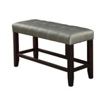 Benzara Tufted High Bench with Tapered Legs Silver and Brown