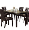 Benzara Slick Finish Faux Marble & Pine Wood Dining Table, Brown