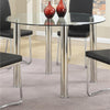 Benzara Contemporary Style Metal Table with Round Glass Table Top, Silver