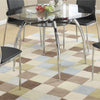Benzara Metal and Glass Round Dining Table with Bottom Shelf, Silver