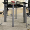 Benzara Square Glass Top Counter Height Dining Table with Metal Legs Black and Silver