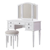 Benzara Wooden Vanity Set with Stool White