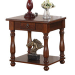 Benzara Excellently Designed Rubber Wood End Table, Brown