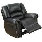 Benzara Immense Relief Bonded Leather & Plywood Recliner/Glider, Black