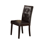 Benzara Faux Leather Dining Side Chair in Pine, Set of 2, Dark Brown