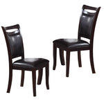 Benzara Retro Style Set of 2 Wooden Dining Chairs in Dark Brown,