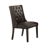 Benzara Button Tufted Royal Dining Chair, Set of 2, Dark Brown