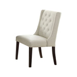 Benzara Upholstered Button Tufted Leatherette Dining Chair, Set of 2,White