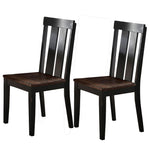 Benzara Rubber Wood Dining Chair with Slatted Back, Set of 2, Brown and Black