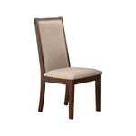 Benzara Set of 2 Comfortable Rubber Wood Dining Chair, Beige and Brown