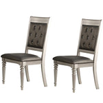 Benzara Rubber Wood Dining Chair with Diamond Tufted Back, Set of 2,Gray