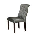 Benzara Transitional Faux Leather Dining Chair, Set of 2,Silver