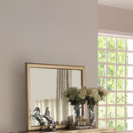 Benzara Contemporary Pine Wood Mirror ,Gold