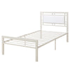 Benzara Metal Frame Twin Bed with Leather Upholstered Headboard White