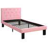 Benzara Faux Leather Upholstered Full Size Bed with Tufted Headboard Pink