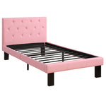 Benzara Faux Leather Upholstered Full Size Bed with Tufted Headboard Pink