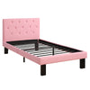 Benzara Faux Leather Upholstered Twin Size Bed with Tufted Headboard Pink