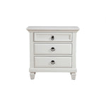 Benzara Pine Wood 3 Drawer Nightstand in White