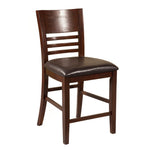 Benzara Wooden Pub Chairs with Padded Seat  Set of 2  Brown