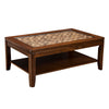 Benzara Wooden Coffee Table with Glass Insert Brown