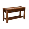 Benzara Sofa Table with Glass Insert Top and Drawers Brown