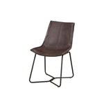 Benzara Bonded Leather Side Chairs with Metal Legs Set of 2 Dark Brown