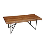 Benzara Acaia Wood Coffee/Cocktail Table with Metal Legs Brown
