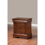 Benzara 2 Drawer Wooden Nightstand with Antique Pulls and Molded Top, Brown