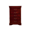 Benzara 5 Drawer Wooden Chest with Antique Pulls and Molded Top, Cherry Brown