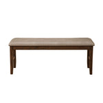 Benzara Rubberwood Dining Bench with Padded Upholstery Brown