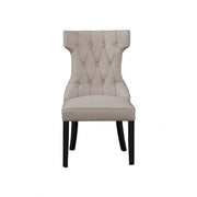 Benzara Upholstered Button Tufted Side Chairs with Wooden Base Set of 2  Gray